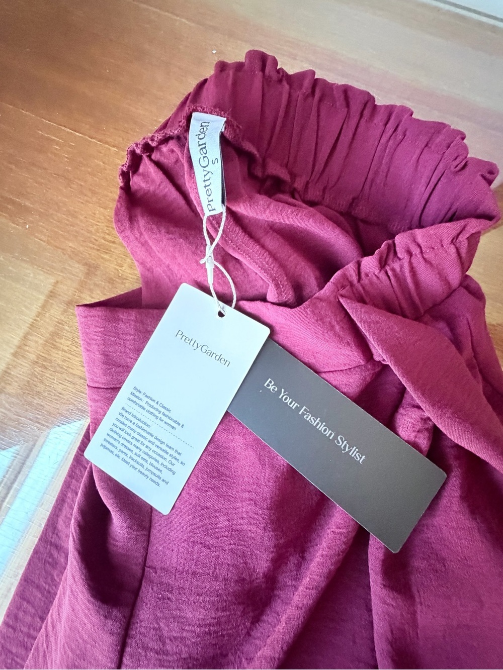 Wide-Leg Tie-Waist Pants in Berry Fuchsia - Picture 11 of 11